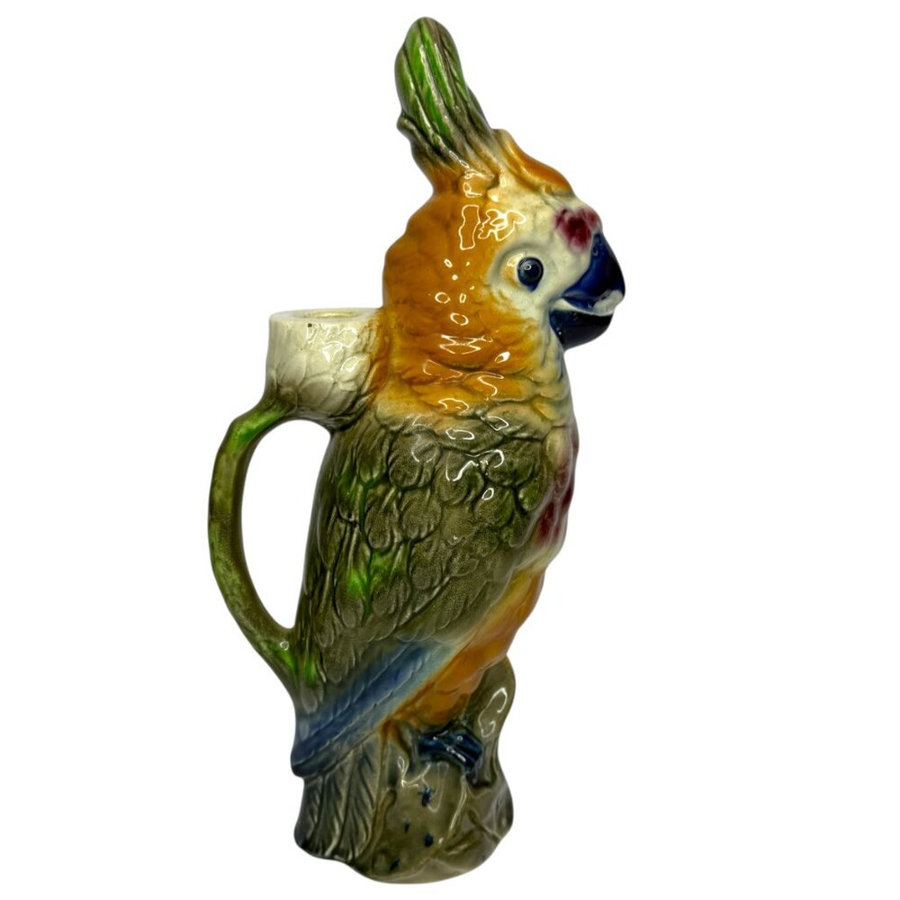 Antique French Majolica Parrot Pitcher Keller Guerin St.‎ Clément Mold 468